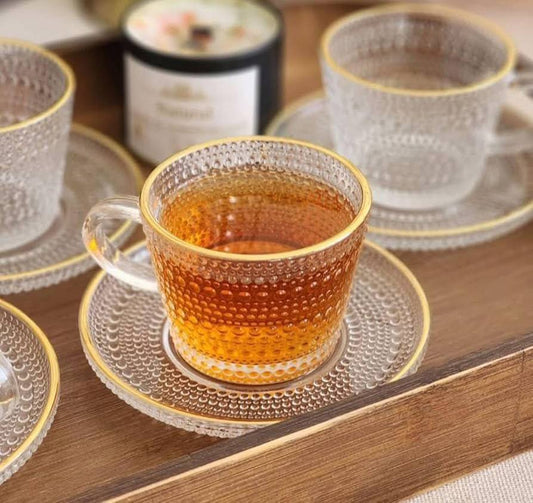 Gold frame thermal glass cup set 12 piece
