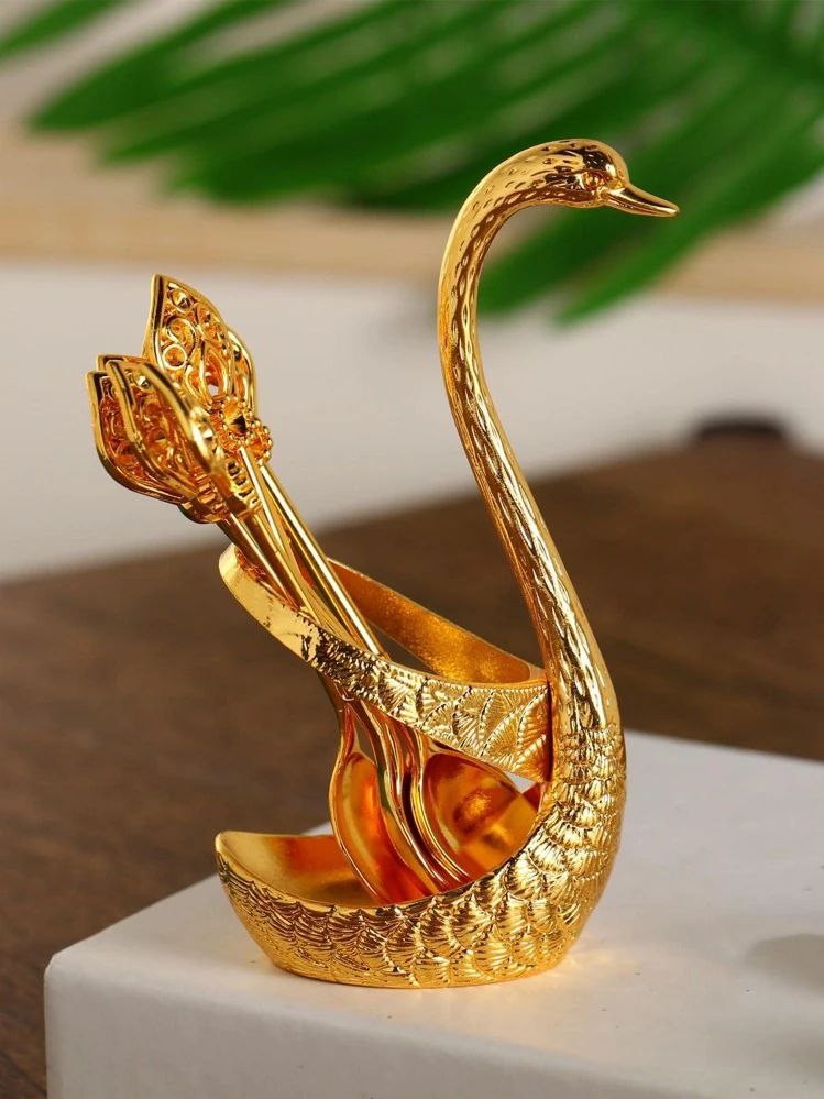 Chic duck spoon holder 6 spoons and a gold holder