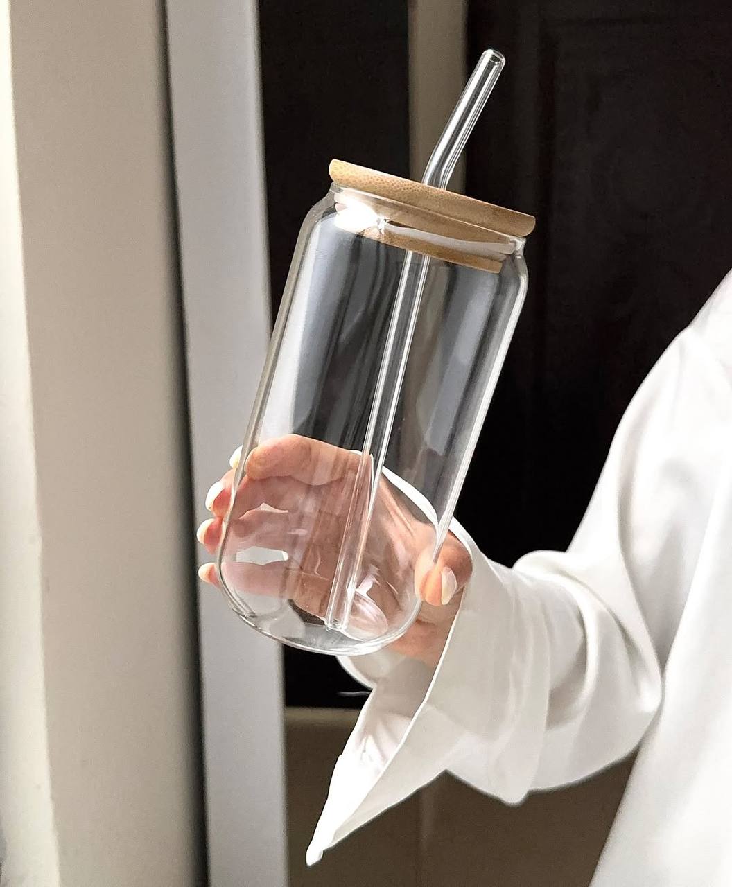 Glass mug with straw 550 ml