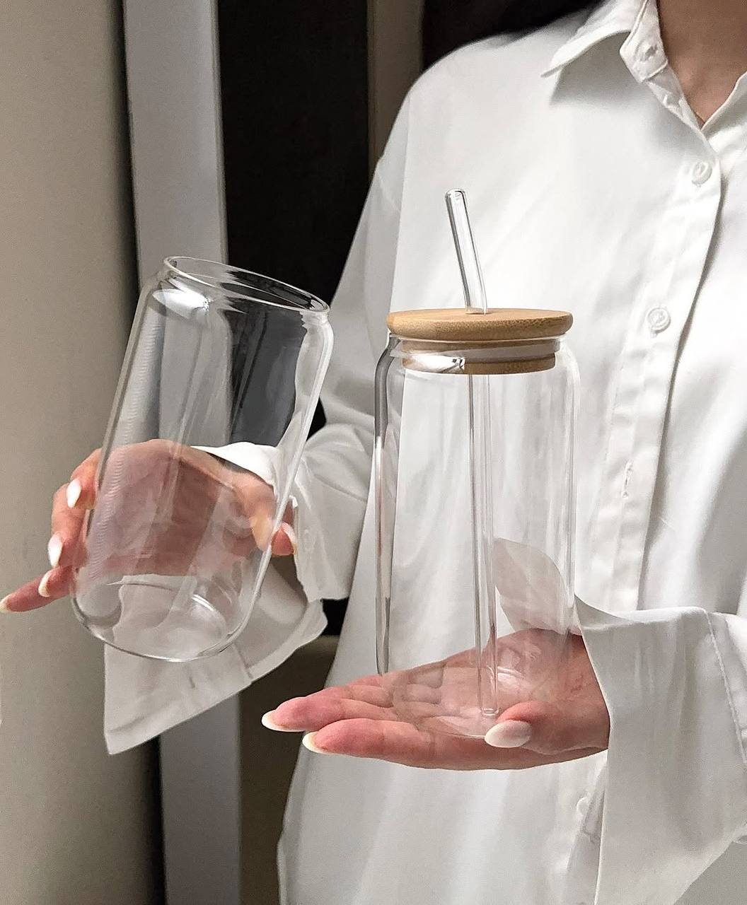 Glass mug with straw 550 ml