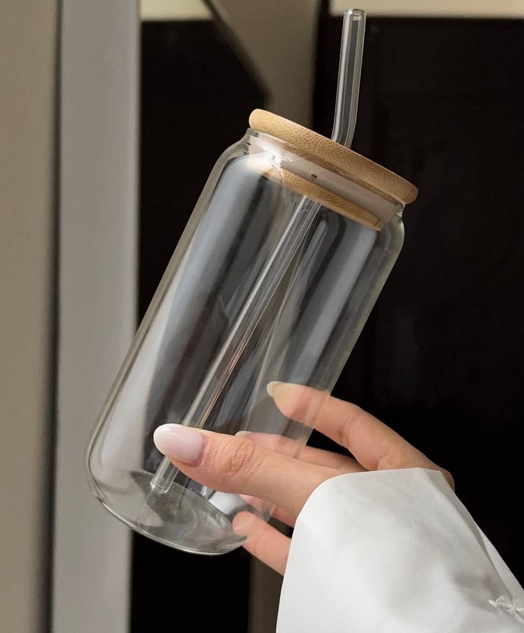 Glass mug with straw 550 ml