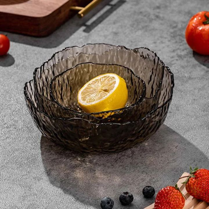 Curved Glass Dessert Set  Bowls 3*1