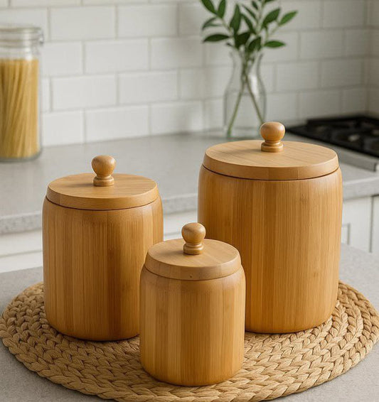 Natural bamboo wood set 3 pieces