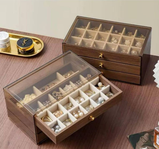 Acrylic accessories organizer * wooden drawers * velvet