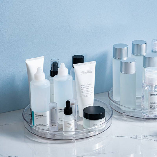 Revolving acrylic makeup rack or organizer