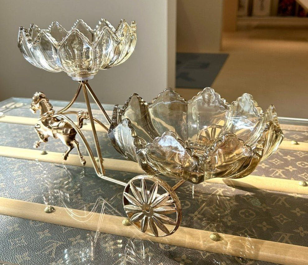 Horse saddlery metal with glass