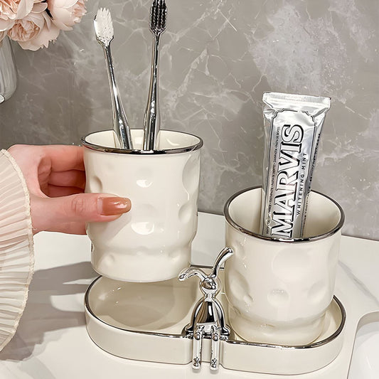 Porcelain set  Brush and toothpaste organizer