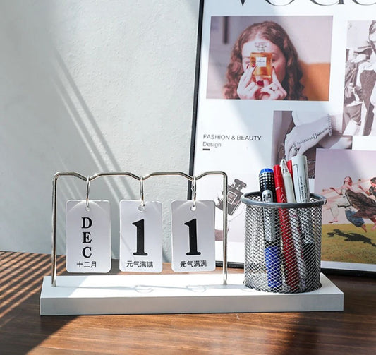 Calendar with pencil case