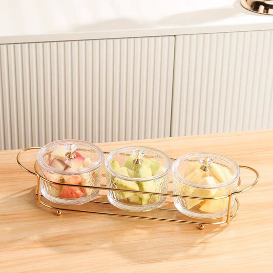 Sweets or nuts serving set glass with acrylic cover