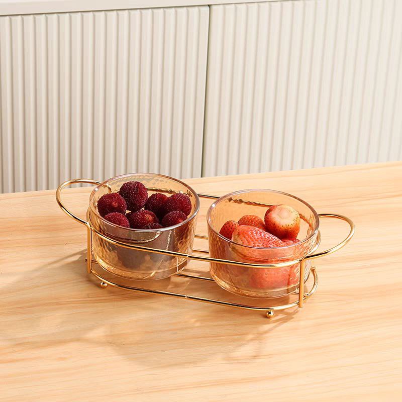Sweets or nuts serving set glass with acrylic cover