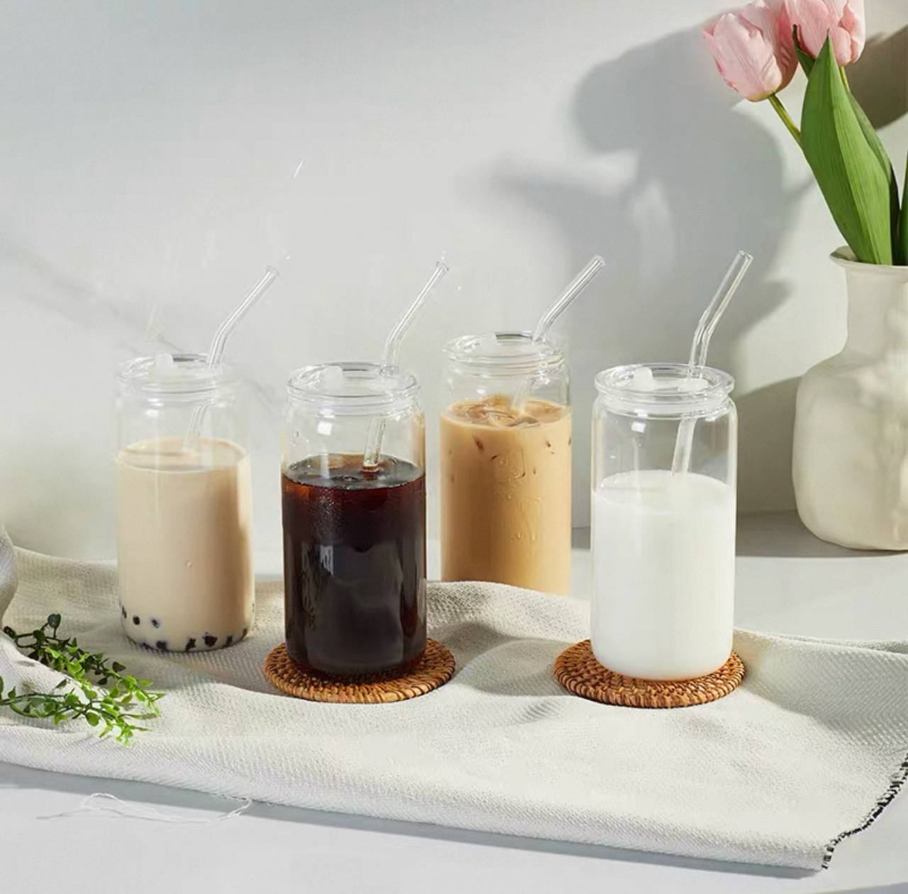 Ice coffee Pyrex mug set 4 pieces