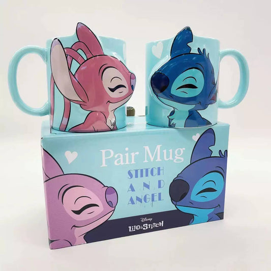 Stitch porcelain couple mug set