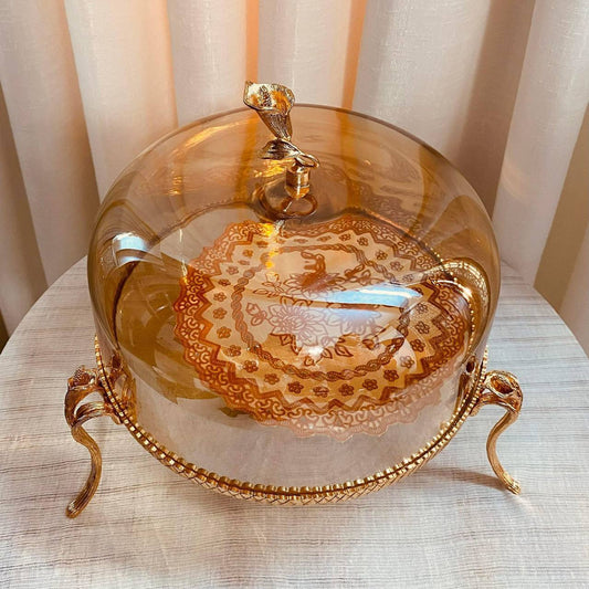 Handmade metal and glass cake stand