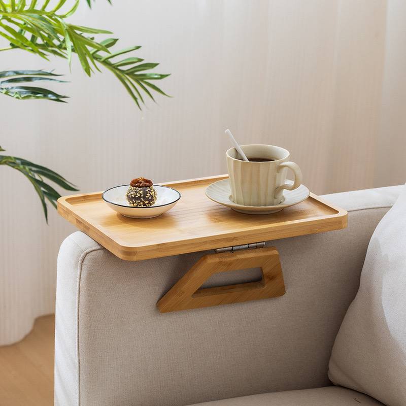 Sofa armrest bamboo tray