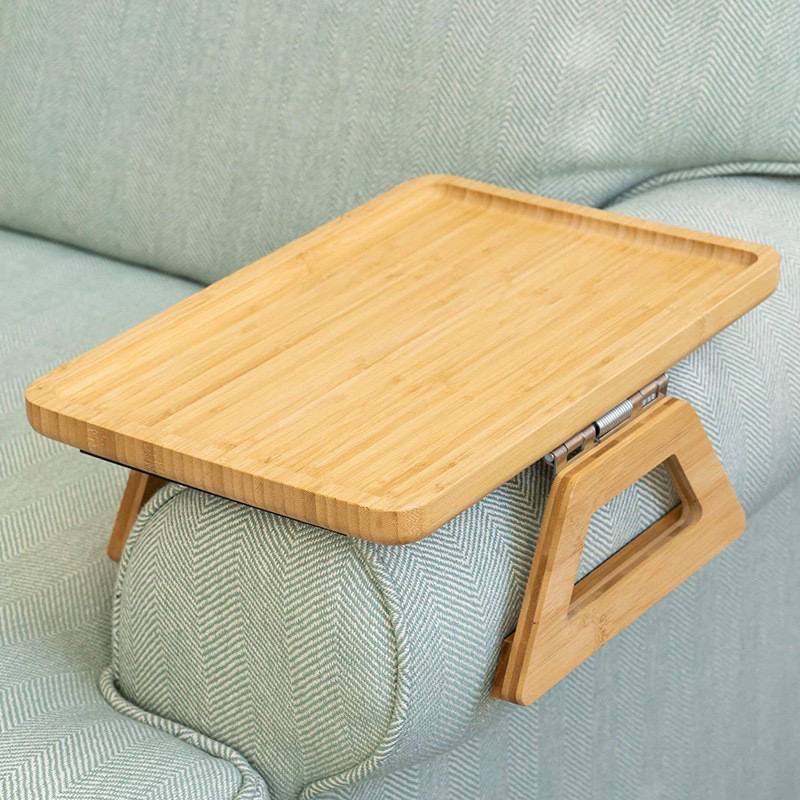 Sofa armrest bamboo tray