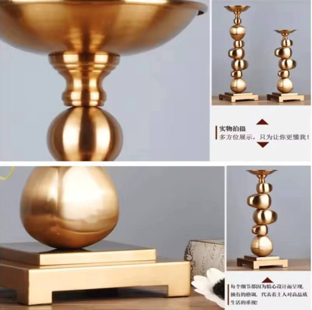Candlestick set 2 pieces metal gold