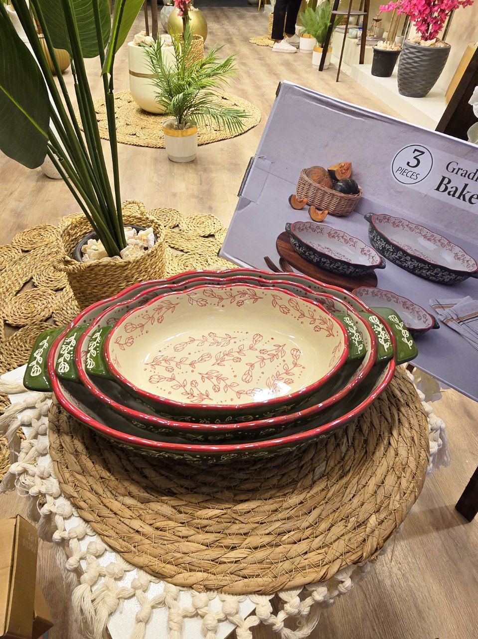 3-piece porcelain casserole set