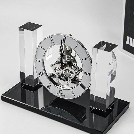 Crystal metal clock