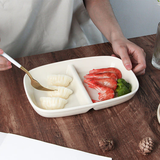 Divided porcelain plate