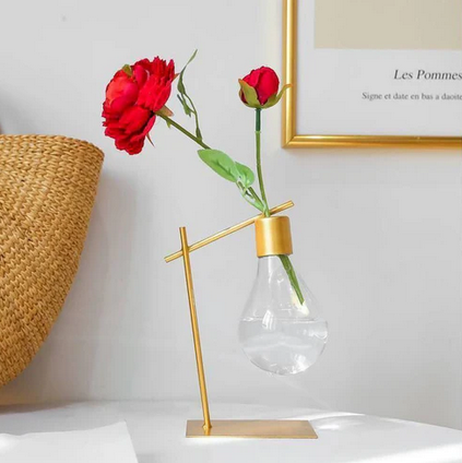 Glass metal vase