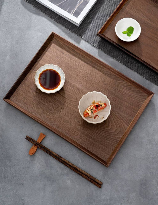 Bamboo serving tray set
