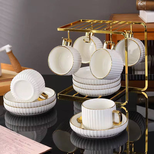 Porcelain tea set with a holder