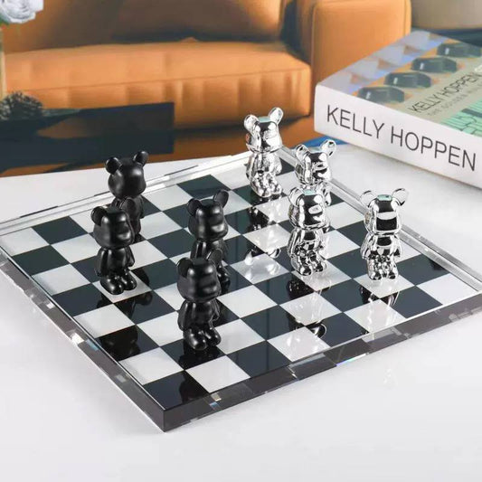 Chess made of metal and crystal