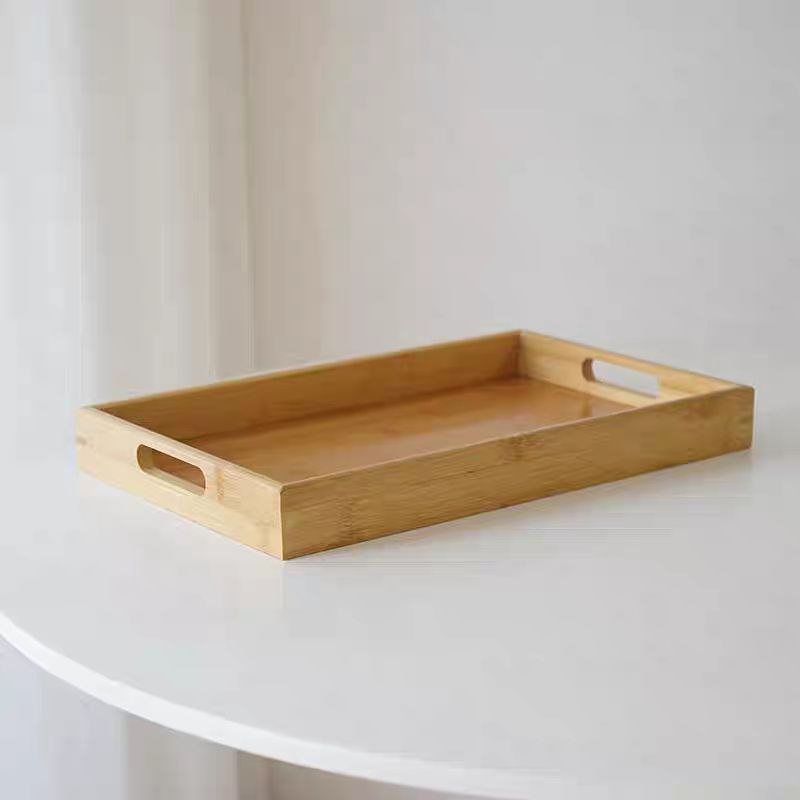 Three-piece bamboo tray set