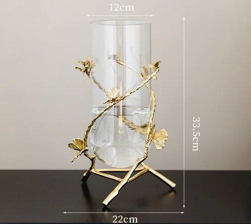 Metal glass vase