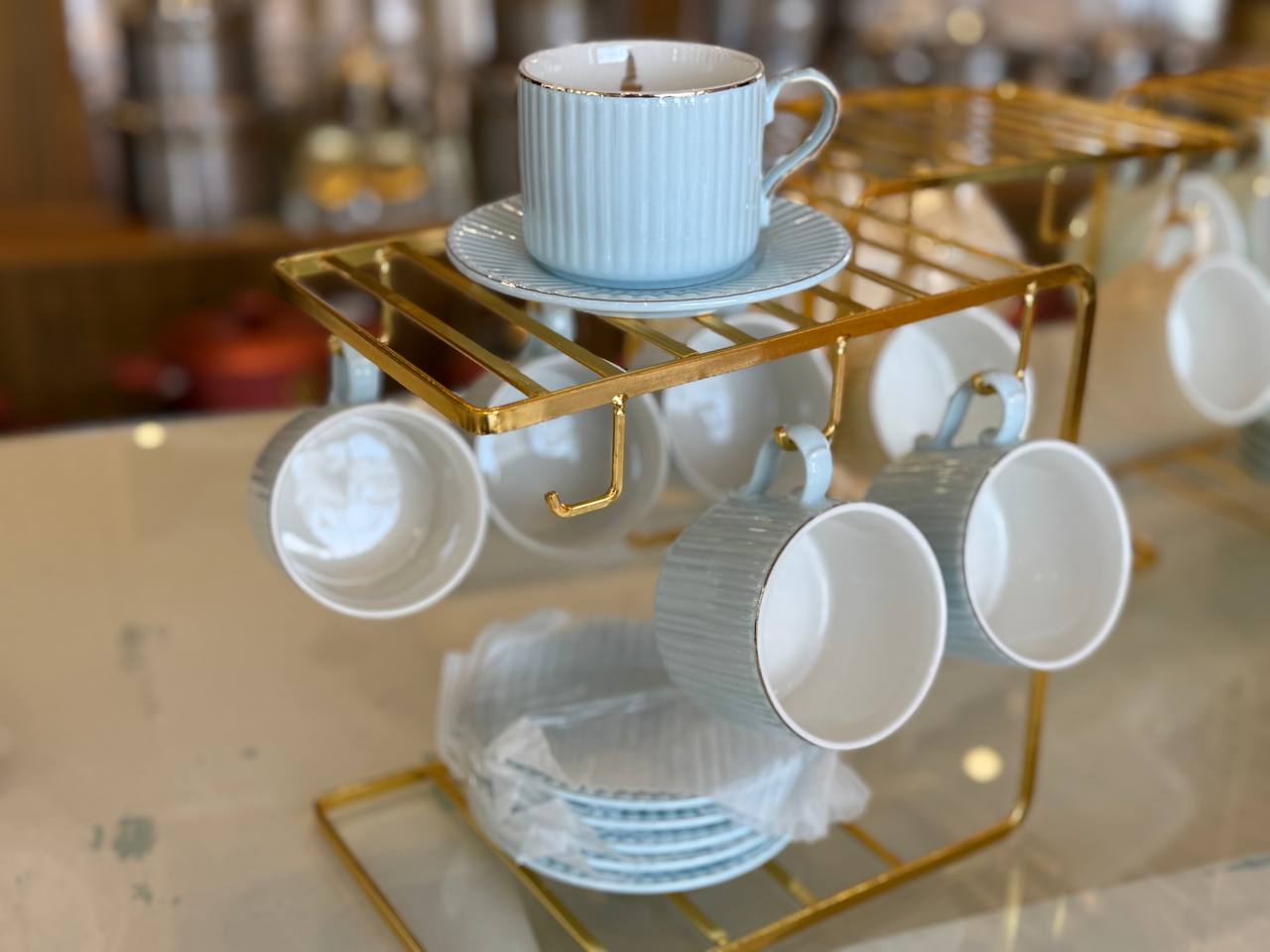 Porcelain tea set with a holder