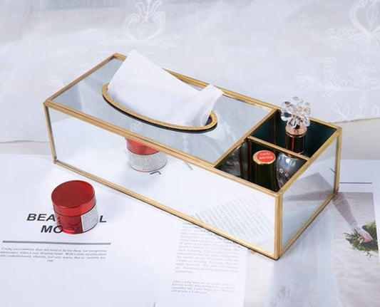 Mirror Tissue Box with Organizer