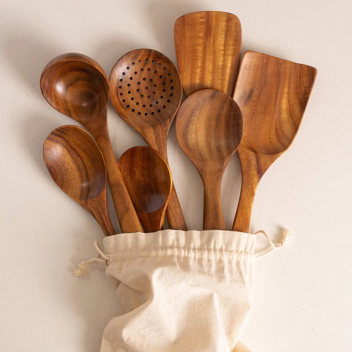 Natural Wood Utensil Set 7*1