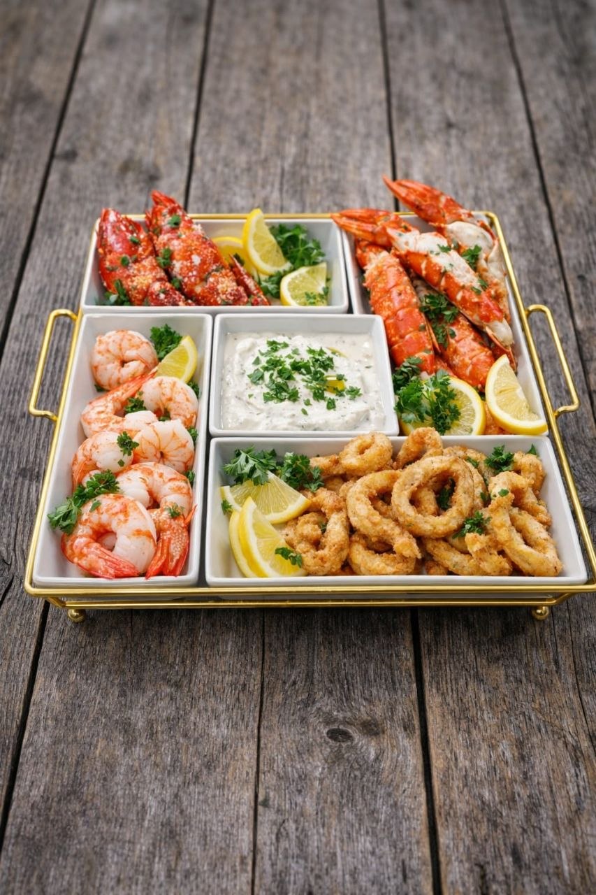 Ceramic serving plate set with a gold stainless steel holder