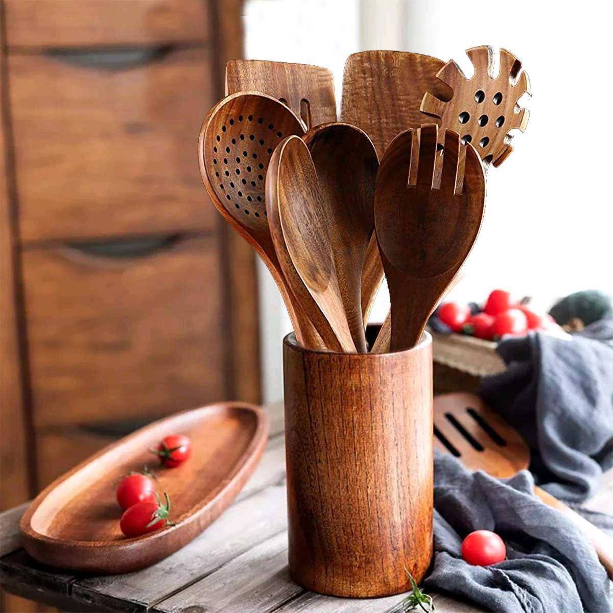 Natural Wood Utensil Set 7*1