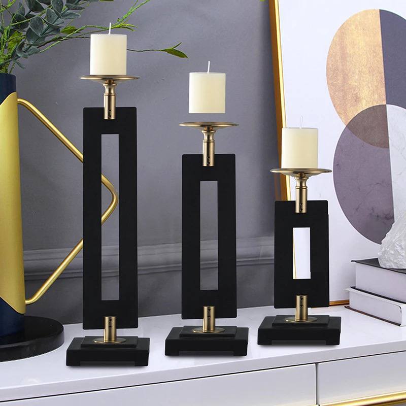 Metal candlestick set 3 pieces