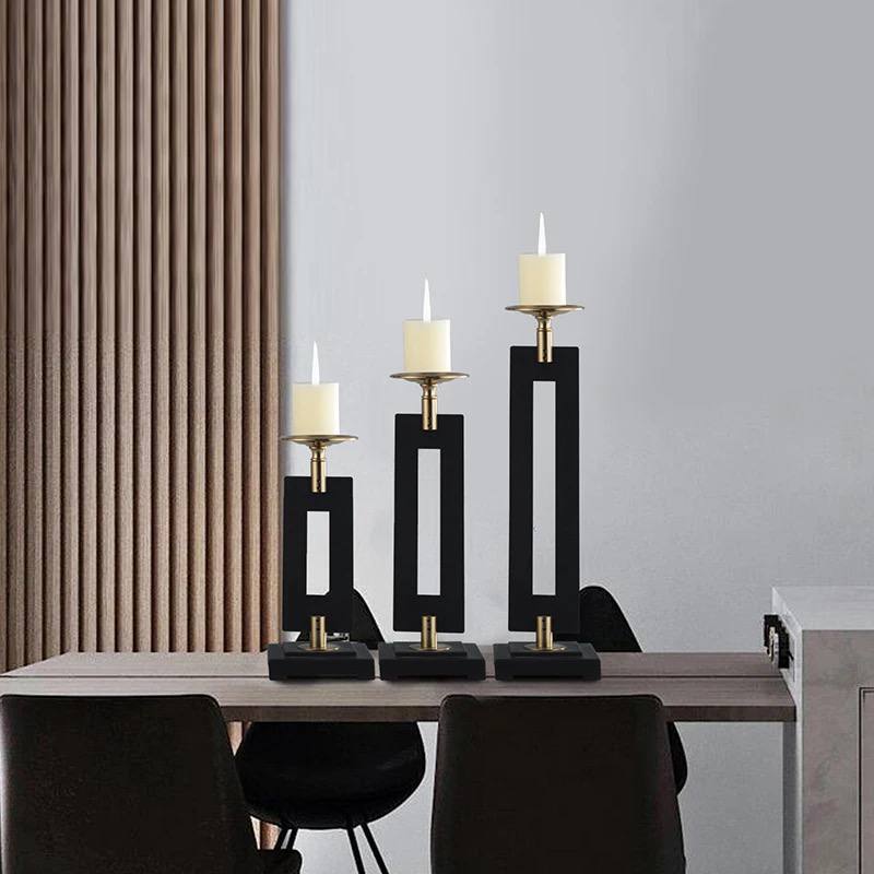 Metal candlestick set 3 pieces